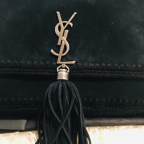 New Authentic SAINT LAURENT Medium Kate Whipstitch Suede Shoulder Bag - Picture 8 of 15